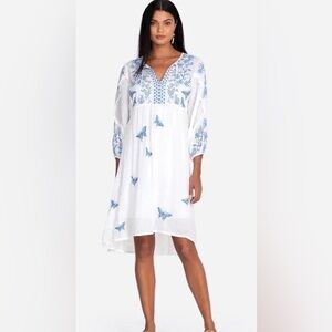 Johnny was white embroidered linen dress